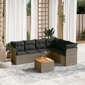 7-piece garden sofa set with gray PE rattan cushions by , Garden sets - Ref: Foro24-3223659, Price: 427,72 €, Discount: %