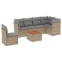 7-teiliges Gartensofa-Set und beige synthetische Rattankissen von , Gartensets - Ref: Foro24-3223665, Preis: 460,49 €, Rabatt: %