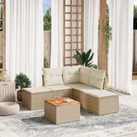 Gartensofa-Set mit Kissen, 6-teilig, beiges synthetisches Rattan von , Gartensets - Ref: Foro24-3223671, Preis: 430,38 €, Rab...