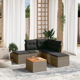 6-piece garden furniture set and gray synthetic rattan cushions by , Garden sets - Ref: Foro24-3223673, Price: 320,46 €, Disc...