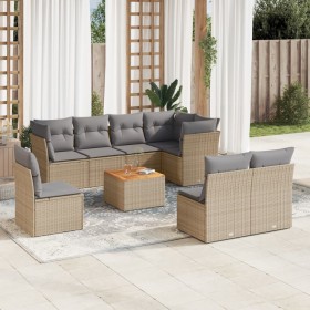 9-teiliges Gartensofa-Set mit beigen synthetischen Rattankissen von , Gartensets - Ref: Foro24-3223686, Preis: 594,99 €, Raba...