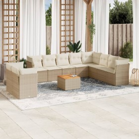 11-teiliges Gartensofa-Set mit beigen synthetischen Rattankissen von , Gartensets - Ref: Foro24-3223720, Preis: 863,93 €, Rab...