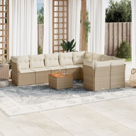 Gartensofa-Set mit beigen Kissen, 10-teilig, synthetisches Rattan von , Gartensets - Ref: Foro24-3223818, Preis: 739,99 €, Ra...