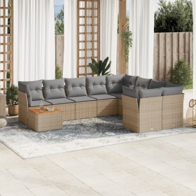 Gartensofa-Set mit beigen Kissen, 10-teilig, synthetisches Rattan von , Gartensets - Ref: Foro24-3223826, Preis: 626,99 €, Ra...