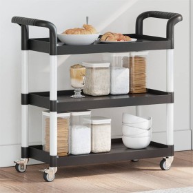 Carrito de 3 niveles aluminio negro 77x34x72 cm de , Carros de cocina y comedor - Ref: Foro24-30322, Precio: 57,96 €, Descuen...