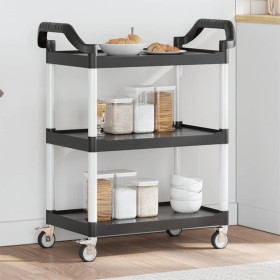 3-tier black aluminum cart 81x41x92 cm by , Kitchen and dining carts - Ref: Foro24-30320, Price: 70,99 €, Discount: %