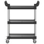 3-tier black aluminum cart 81x41x92 cm by , Kitchen and dining carts - Ref: Foro24-30320, Price: 70,24 €, Discount: %