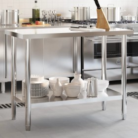 Stainless steel kitchen work table 110x55x85 cm by , Restoration - Ref: Foro24-376455, Price: 181,99 €, Discount: %