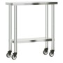 Kitchen work table with stainless steel wheels 82.5x30x85 cm by , Restoration - Ref: Foro24-376460, Price: 120,61 €, Discount: %