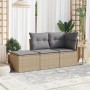 Gartensofa-Set mit beigen Kissen, 3-teilig, PE-Rattan von , Gartensets - Ref: Foro24-3249308, Preis: 185,99 €, Rabatt: %