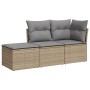 Gartensofa-Set mit beigen Kissen, 3-teilig, PE-Rattan von , Gartensets - Ref: Foro24-3249308, Preis: 185,99 €, Rabatt: %