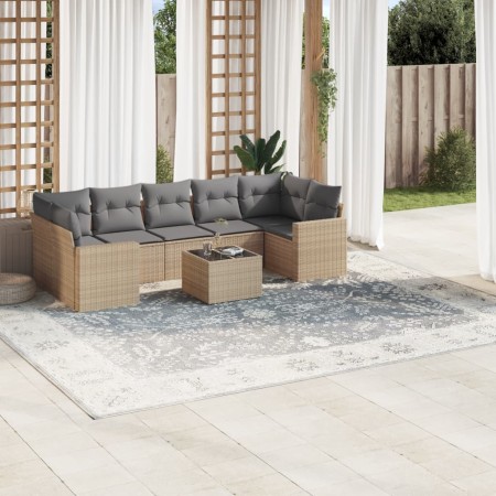 Gartensofa-Set mit beigen Kissen 8 Stück PE-Rattan von , Gartensets - Ref: Foro24-3218729, Preis: 542,99 €, Rabatt: %