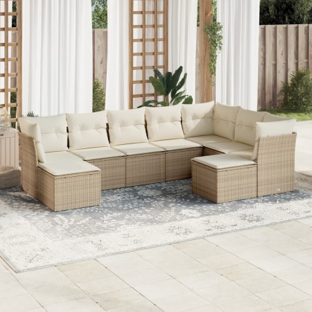 Set de sofás de jardín 9 pzas con cojines ratán sintético beige de , Conjuntos de jardín - Ref: Foro24-3218568, Precio: 675,8...