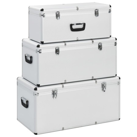 Storage boxes 3 units silver aluminum by vidaXL, Toolboxes - Ref: Foro24-91852, Price: 185,99 €, Discount: %