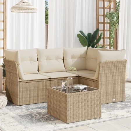 Garden sofa set with cushions 5 pieces beige synthetic rattan by , Garden sets - Ref: Foro24-3217588, Price: 437,66 €, Discou...