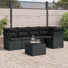 6-teiliges Gartensofa-Set und schwarze synthetische Rattankissen von , Gartensets - Ref: Foro24-3217605, Preis: 363,92 €, Rab...