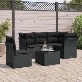 6-teiliges Gartensofa-Set und schwarze synthetische Rattankissen von , Gartensets - Ref: Foro24-3217645, Preis: 376,32 €, Rab...