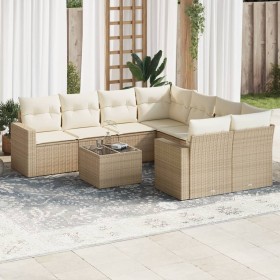 9-teiliges Gartensofa-Set mit beigen synthetischen Rattankissen von , Gartensets - Ref: Foro24-3218748, Preis: 694,07 €, Raba...