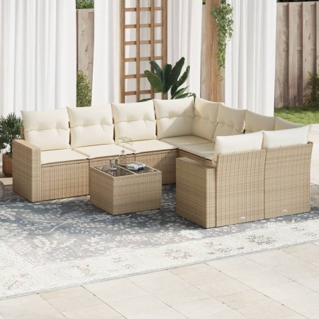 9-teiliges Gartensofa-Set mit beigen synthetischen Rattankissen von , Gartensets - Ref: Foro24-3218748, Preis: 690,83 €, Raba...