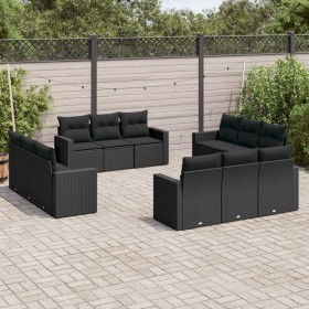 Gartensofa-Set 12-teilig mit schwarzen synthetischen Rattankissen von , Gartensets - Ref: Foro24-3218755, Preis: 799,11 €, Ra...