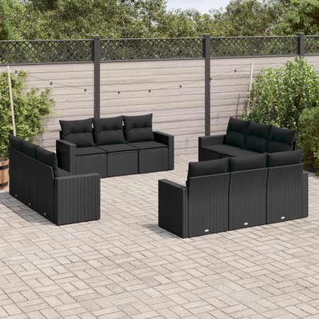 Gartensofa-Set 12-teilig mit schwarzen synthetischen Rattankissen von , Gartensets - Ref: Foro24-3218755, Preis: 796,36 €, Ra...