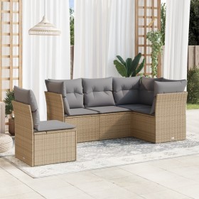 Gartensofa-Set mit Kissen, 5-teilig, beiges synthetisches Rattan von , Gartensets - Ref: Foro24-3217639, Preis: 337,81 €, Rab...