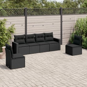 6-piece garden sofa set and black synthetic rattan cushions by , Garden sets - Ref: Foro24-3218795, Price: 349,99 €, Discount: %