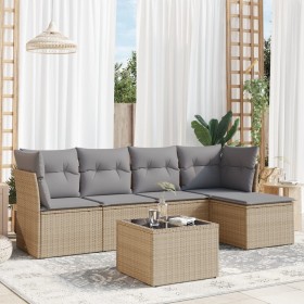 Gartensofa-Set mit Kissen, 6-teilig, beiges synthetisches Rattan von , Gartensets - Ref: Foro24-3217569, Preis: 361,71 €, Rab...