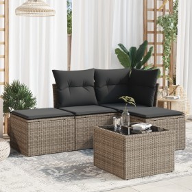 Gartensofa-Set mit Kissen, 5-teilig, graues synthetisches Rattan von , Gartensets - Ref: Foro24-3217490, Preis: 280,30 €, Rab...