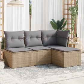 Garden sofa set with cushions 4 pieces beige synthetic rattan by , Garden sets - Ref: Foro24-3217499, Price: 250,09 €, Discou...