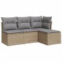 Gartensofa-Set mit Kissen, 4-teilig, beiges synthetisches Rattan von , Gartensets - Ref: Foro24-3217499, Preis: 250,09 €, Rab...