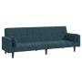 Sofá cama de 2 plazas con dos almohadas terciopelo azul de , Sofás - Ref: Foro24-375846, Precio: 249,71 €, Descuento: %