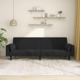 Sofá cama de 2 plazas con dos almohadas terciopelo negro de , Sofás - Ref: Foro24-375850, Precio: 249,99 €, Descuento: %