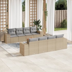 9-teiliges Gartensofa-Set mit beigen synthetischen Rattankissen von , Gartensets - Ref: Foro24-3225366, Preis: 662,99 €, Raba...