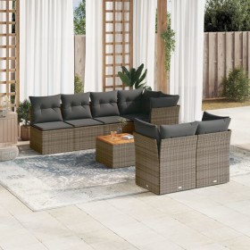 Set de sofás de jardín 8 pzas y cojines ratán sintético gris de , Conjuntos de jardín - Ref: Foro24-3223519, Precio: 512,85 €...