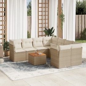 9-teiliges Gartensofa-Set mit beigen synthetischen Rattankissen von , Gartensets - Ref: Foro24-3223531, Preis: 667,87 €, Raba...