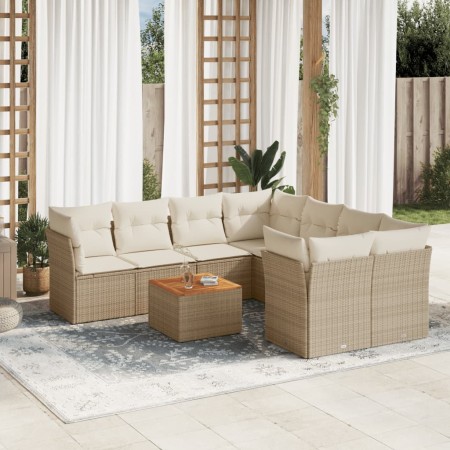 Set de sofás de jardín 9 pzas con cojines ratán sintético beige de , Conjuntos de jardín - Ref: Foro24-3223531, Precio: 667,8...