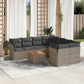 9-piece garden furniture set and gray synthetic rattan cushions by , Garden sets - Ref: Foro24-3223533, Price: 589,43 €, Disc...