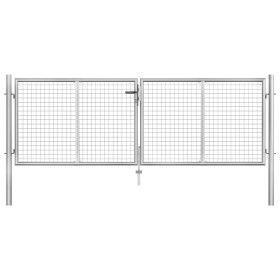 Puerta de jardín de acero galvanizado plateado 306x125 cm de vidaXL, Puertas de jardín - Ref: Foro24-144761, Precio: 267,99 €...