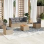 Garden sofa set with cushions 6 pieces beige synthetic rattan by , Garden sets - Ref: Foro24-3223546, Price: 405,43 €, Discou...