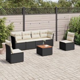 7-piece garden dining set and black synthetic rattan cushions by , Garden sets - Ref: Foro24-3223550, Price: 409,21 €, Discou...