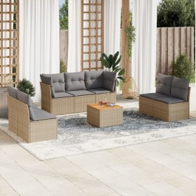 Gartensofa-Set mit beigen Kissen 8 Stück PE-Rattan von , Gartensets - Ref: Foro24-3223567, Preis: 513,99 €, Rabatt: %