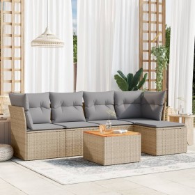 Garden sofa set with cushions 6 pieces beige synthetic rattan by , Garden sets - Ref: Foro24-3223616, Price: 360,22 €, Discou...