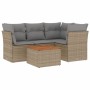 Gartensofa-Set mit Kissen, 5-teilig, beiges synthetisches Rattan von , Gartensets - Ref: Foro24-3223623, Preis: 341,23 €, Rab...