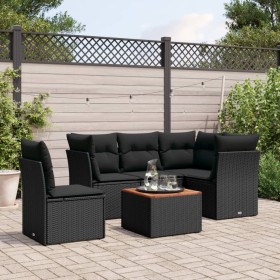 6-piece garden sofa set and black synthetic rattan cushions by , Garden sets - Ref: Foro24-3223640, Price: 351,99 €, Discount: %