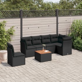 7-teiliges Garten-Essset und schwarze Kissen aus synthetischem Rattan von , Gartensets - Ref: Foro24-3223661, Preis: 407,36 €...