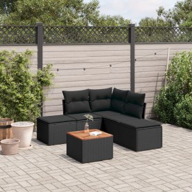 6-piece garden sofa set and black synthetic rattan cushions by , Garden sets - Ref: Foro24-3223668, Price: 300,36 €, Discount: %