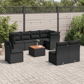 8-teiliges Gartensofa-Set und schwarze synthetische Rattankissen von , Gartensets - Ref: Foro24-3223682, Preis: 523,86 €, Rab...