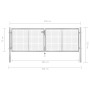 Puerta de jardín de acero galvanizado plateado 306x125 cm de vidaXL, Puertas de jardín - Ref: Foro24-144761, Precio: 271,52 €...