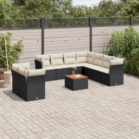 Set de sofás de jardín 10 pzas cojines ratán sintético negro de , Conjuntos de jardín - Ref: Foro24-3223711, Precio: 674,99 €...